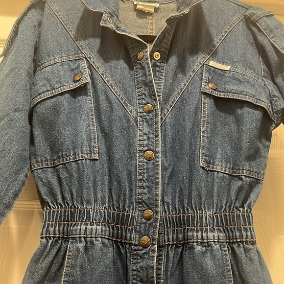 Vintage 80s Dreams Denim Jumpsuit EUC Petite (Small) - Picture 4 of 8